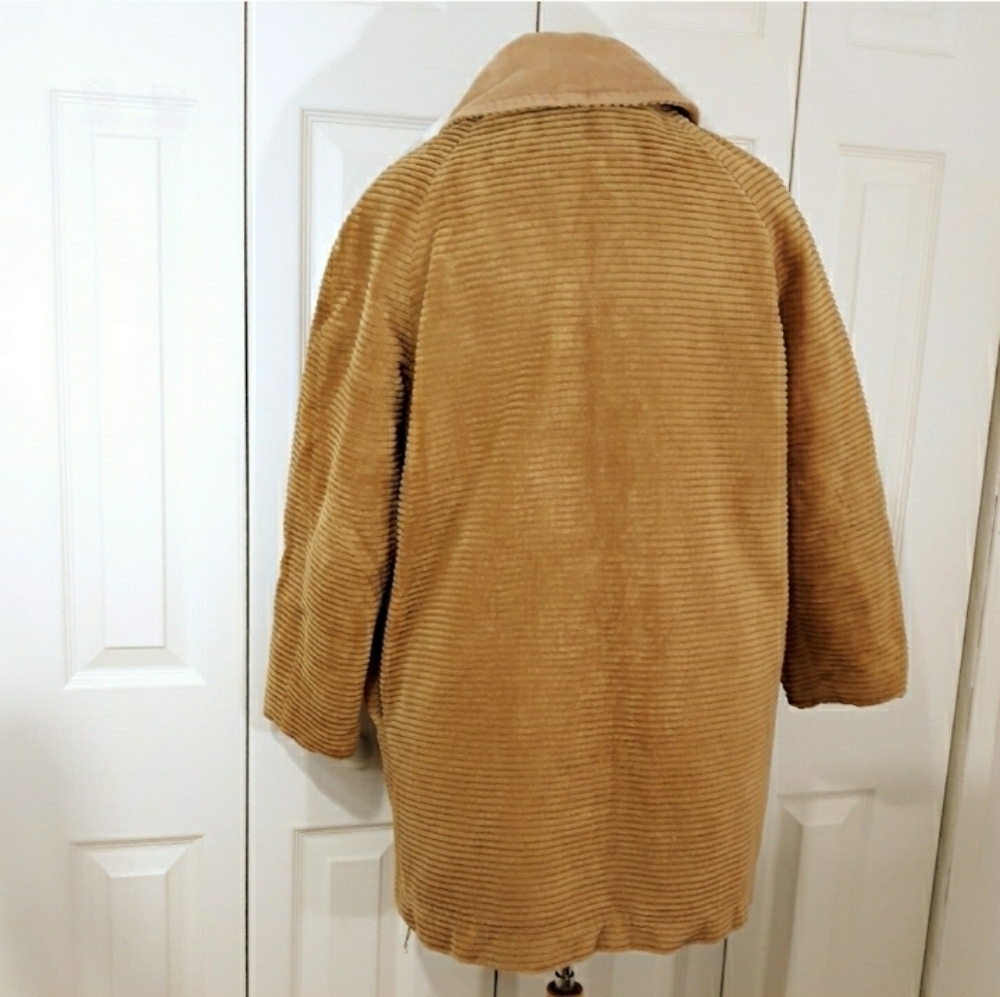 Vintage Amco Tan Wide Whale Corduroy Coat With Sherpa Lined Warm Size M/L - Picture 10 of 13